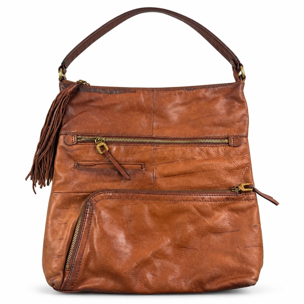 Hobo Vintage Y2K The Original Brown Leather Crossbody Messenger Bag Purse